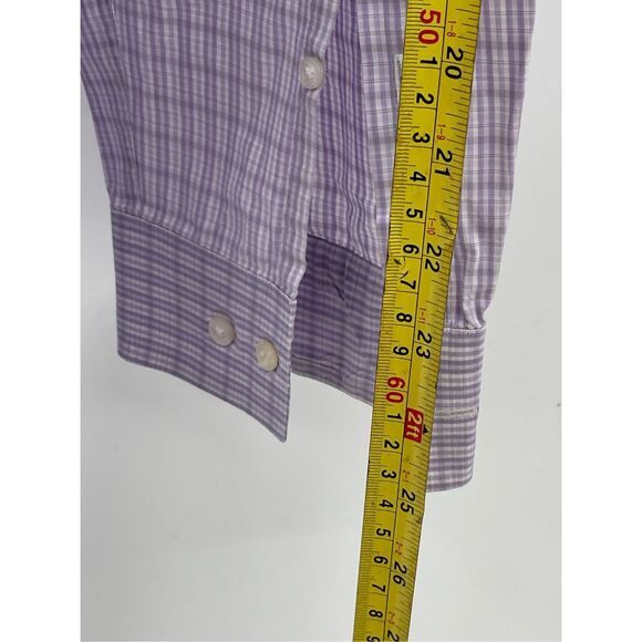 Hugo Boss‎ Button Down Dress Shirt Slim Fit Men 44 Large Purple Plaid Check - Picture 8 of 12